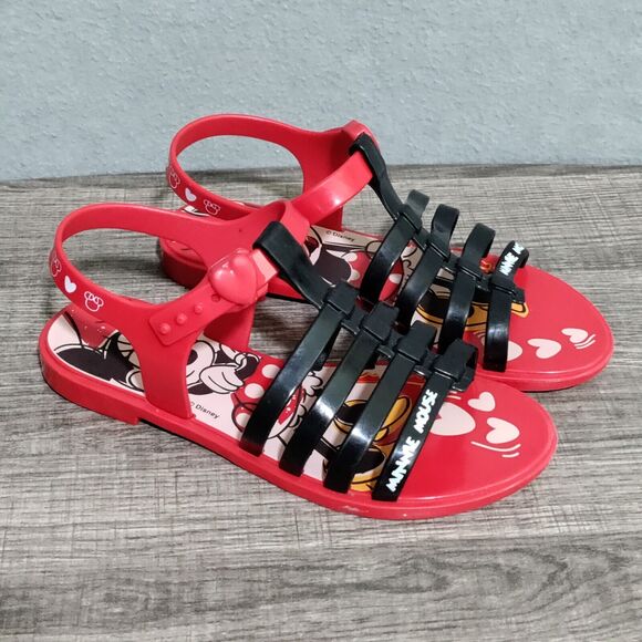 Grendene Kids Other - Grendene‎ Kids Disney Minnie Mouse Sandals Size 1 US Red Black Strappy